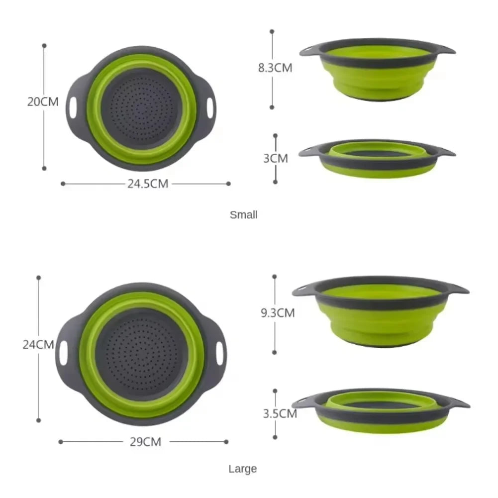 Silicone Foldable Colander – Collapsible Fruit & Veggie Strainer Basket