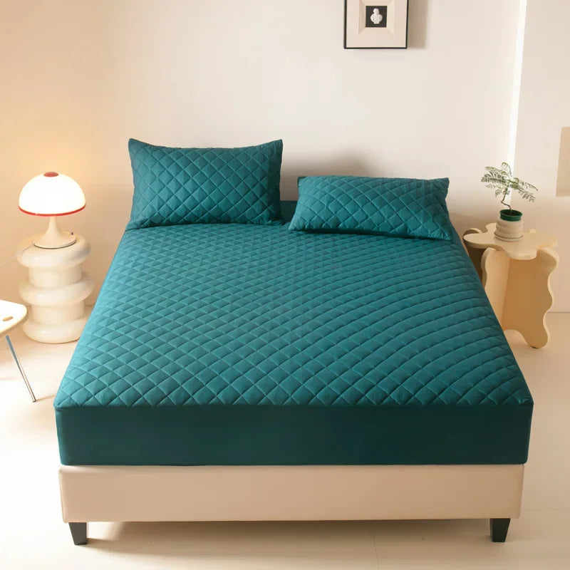 Waterproof Quilted Fitted Bed Sheet – 360° Elastic Mattress Protector, Single/Double/Queen/King