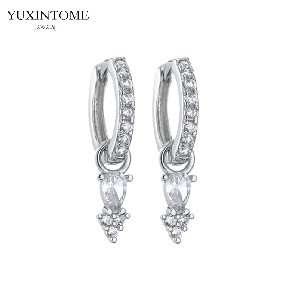 925 Sterling Silver White Zircon Tassel Hoop Earrings — Women’s Luxury Korean Fashion Jewelry 2025
