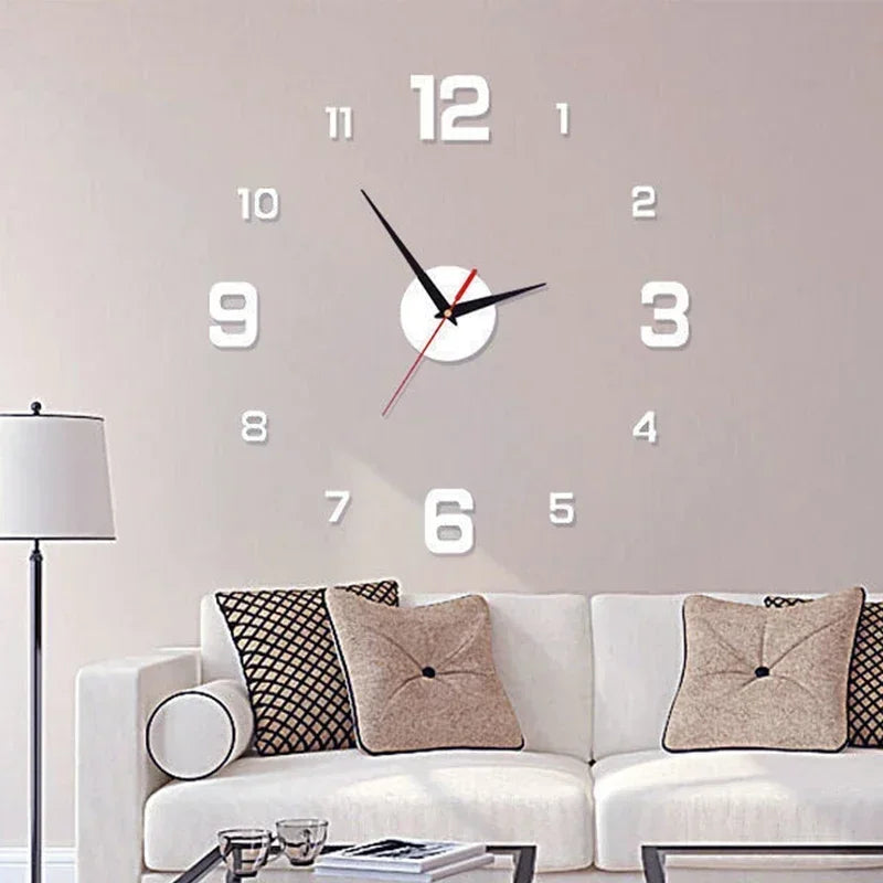 Large 3D DIY Silent Wall Clock – Modern, Punch-Free, Black/Gold/Silver