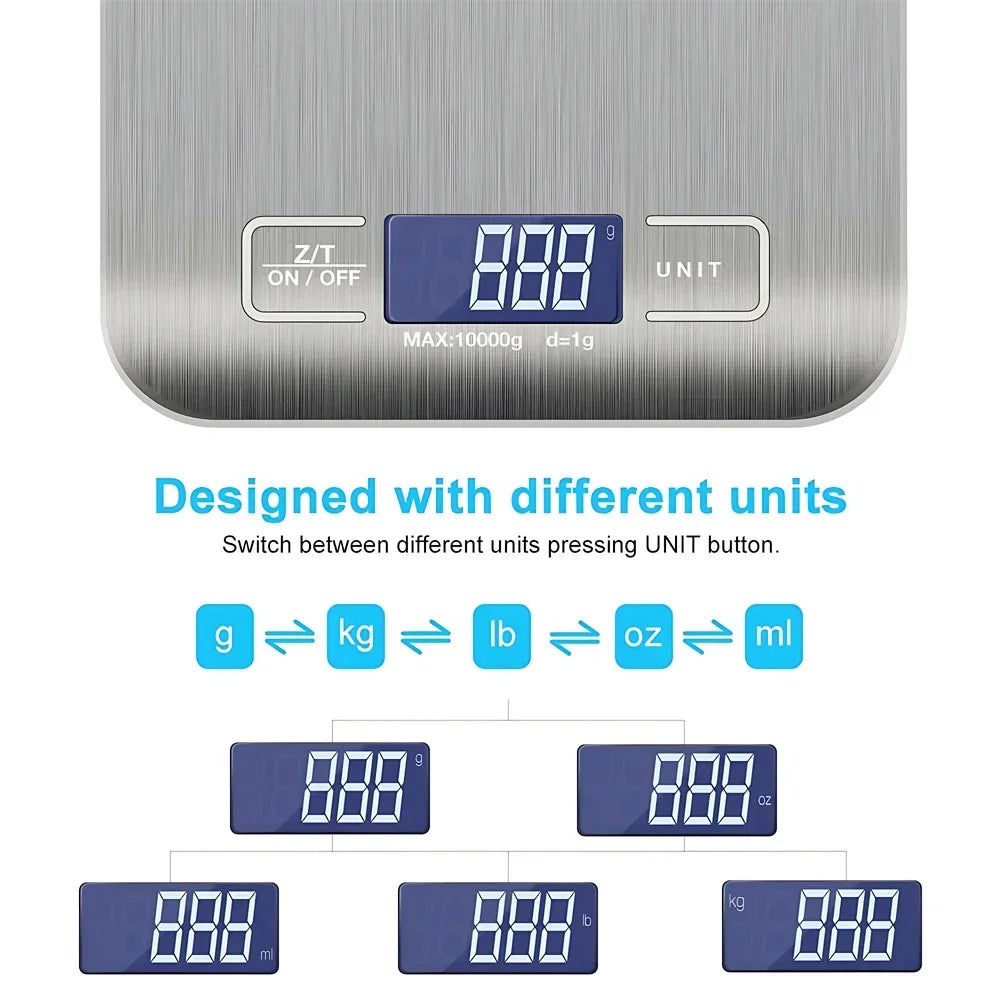 Portable Digital Kitchen Scale – LCD Display & USB Charging
