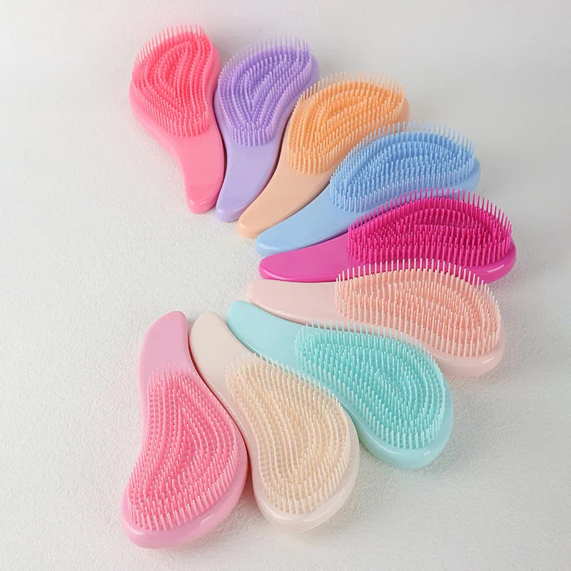 Marble Anti-Static Mini Comb – Plastic Detangling & Scalp Massage Hairbrush for Women, Shower & Salon Use