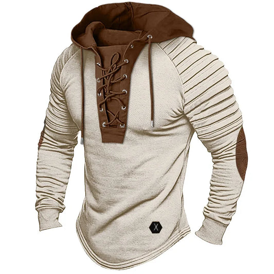 Men’s Solid Color Muscle Hoodie Long-Sleeve T-Shirt (S–XXXL)