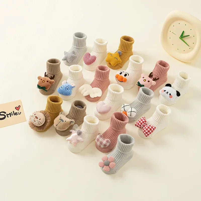 Newborn Baby Non-Slip Winter Socks – 3D Cartoon Toddler Socks (0-1y)