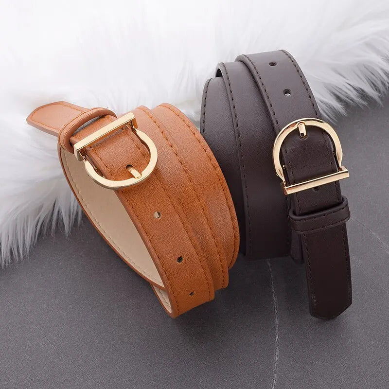 Women’s PU Leather Belt – Fashion Pin Buckle, Soft Luxury Jeans Belt