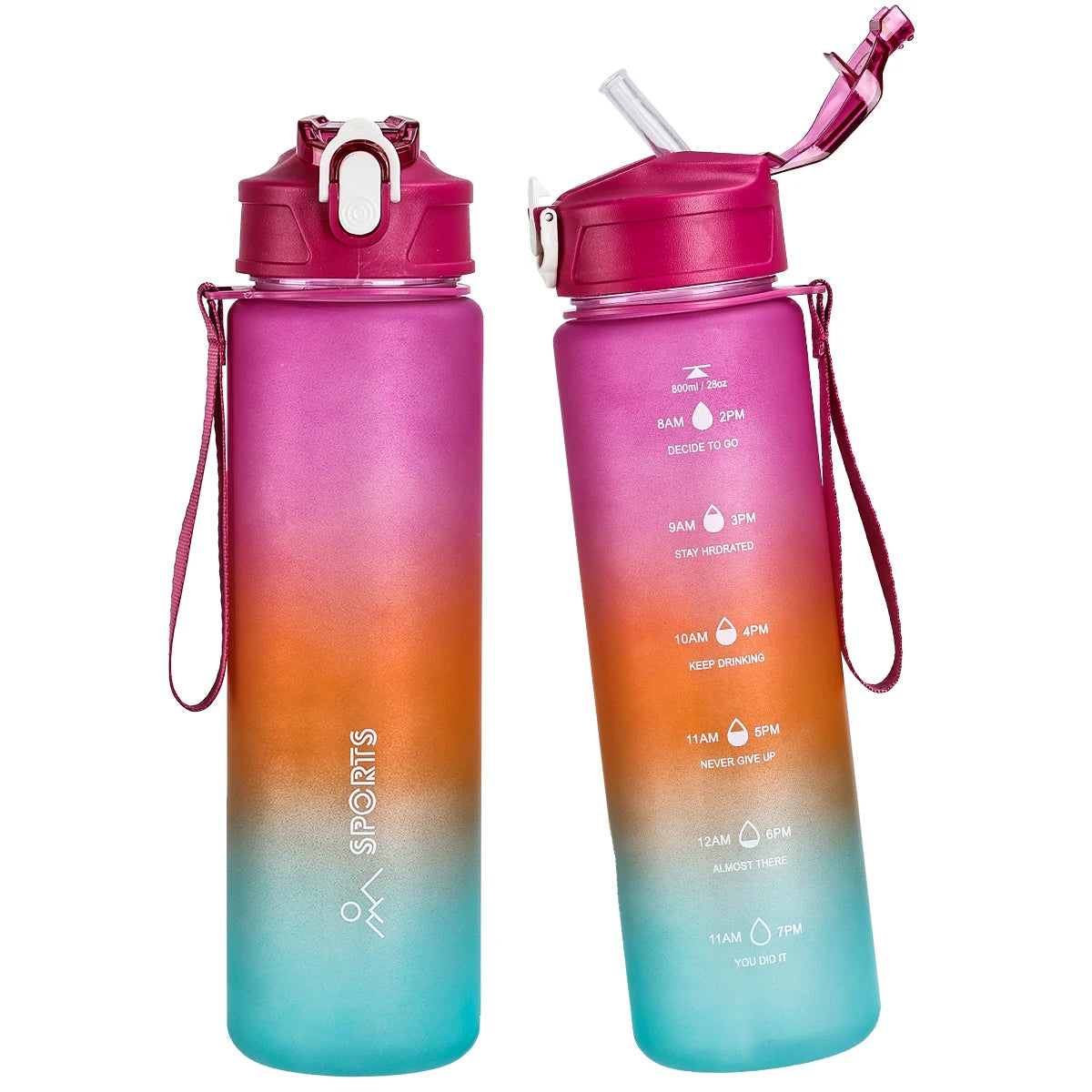 800ml Sports Water Bottle with Straw – Portable for Fitness, Travel & Outdoor Use