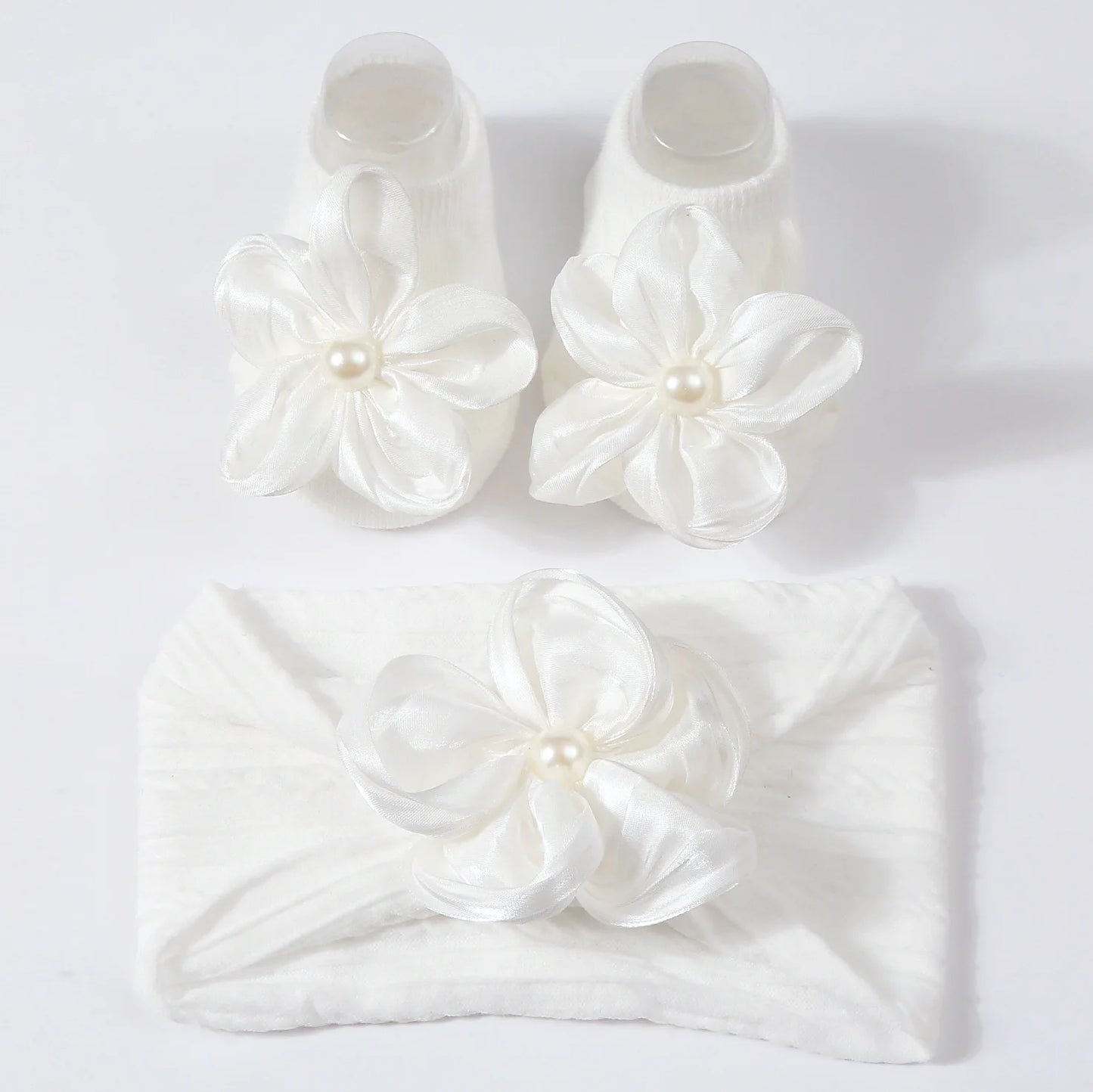 Baby Pearl Headband & Lace Socks Set (0–1Y)