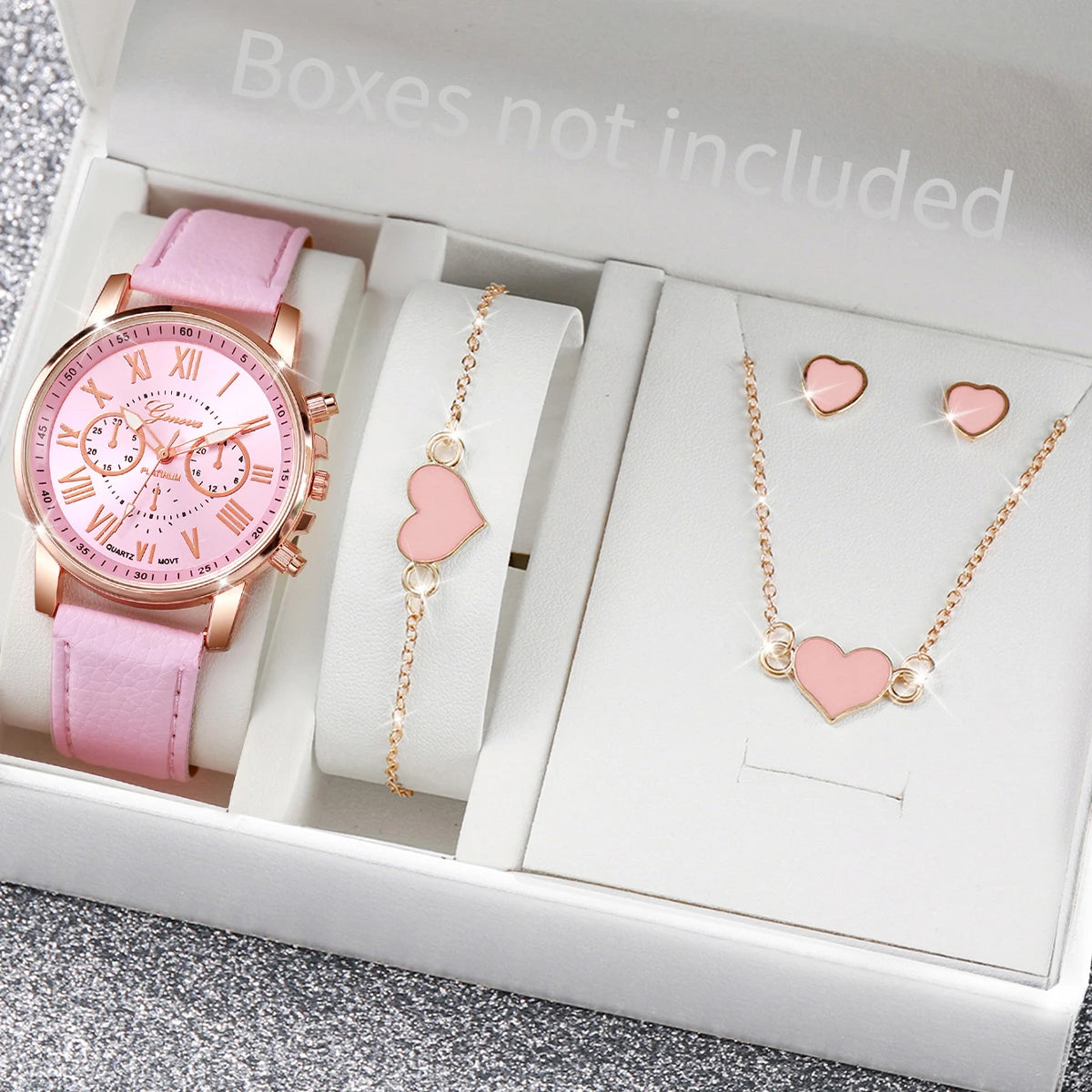 5/6PCS Women’s Quartz Watch Set – Leather Band & Rhinestone