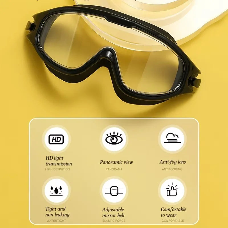 HD Anti-Fog Swimming Goggles – Waterproof Electroplated Large Frame