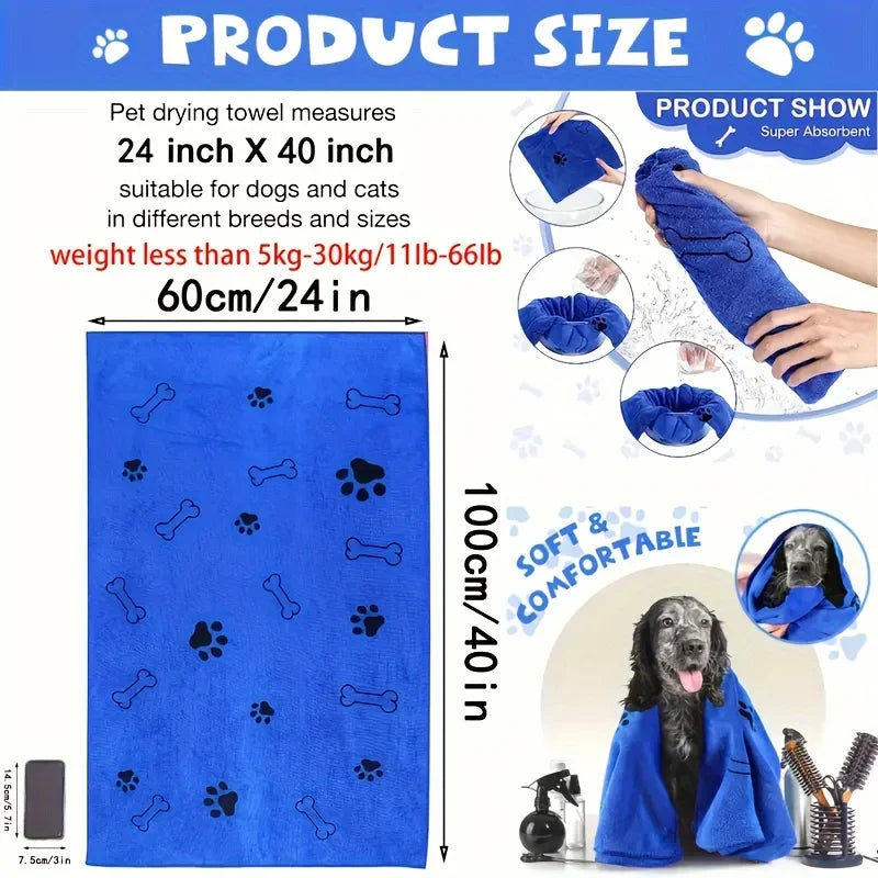 Quick-Dry Microfiber Pet Towel – Absorbent Bath Towel for Dogs & Cats