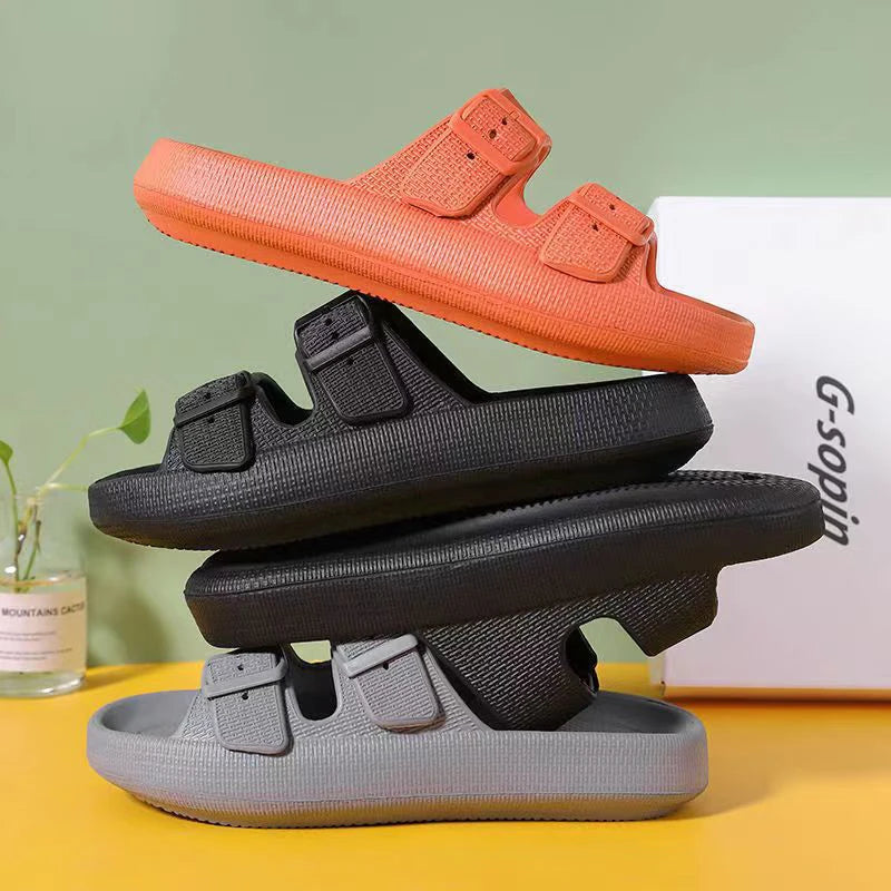 Men’s Summer Platform Sandals – Soft Sole, Adjustable Buckle, Non-Slip Flip Flops for Home & Beach Comfort