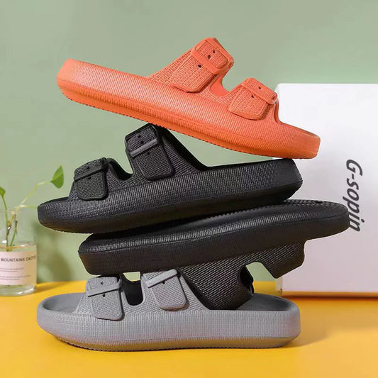 Men’s Summer Platform Sandals – Soft Sole, Adjustable Buckle, Non-Slip Flip Flops for Home & Beach Comfort