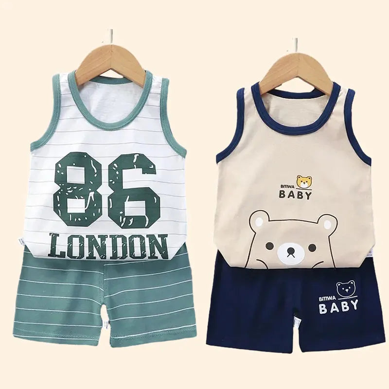 Kids Summer Clothes Set – Cotton Vest & Shorts (Unisex)