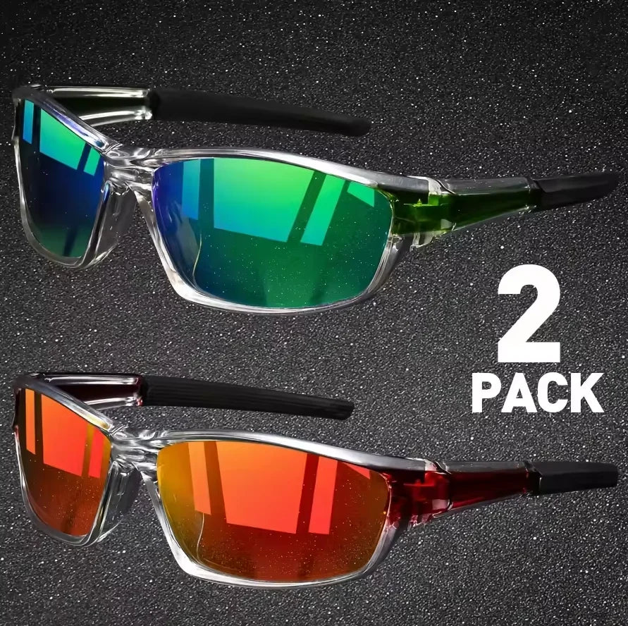 2 Pairs Men’s Sports Sunglasses for Cycling & Driving