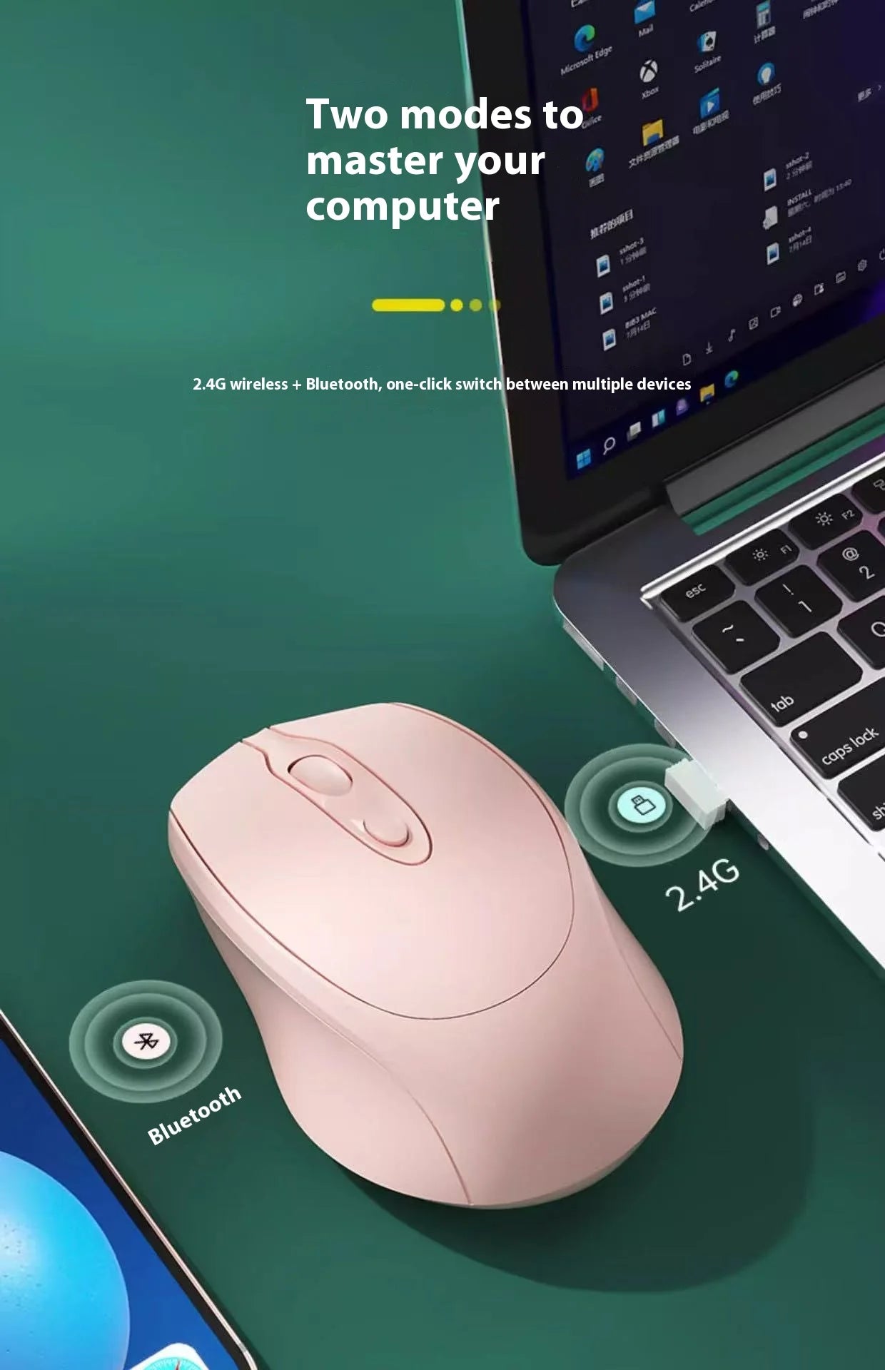 Bluetooth Wireless Mouse – Silent, Rechargeable, Multi-Device Compatible