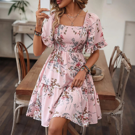 Boho Ruffle Sleeve Sundress for Women