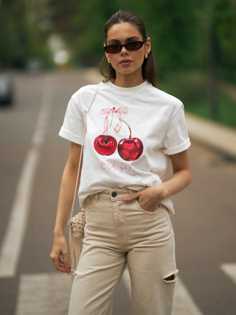 Women’s Vintage Printed T-Shirt – Casual Loose Fit