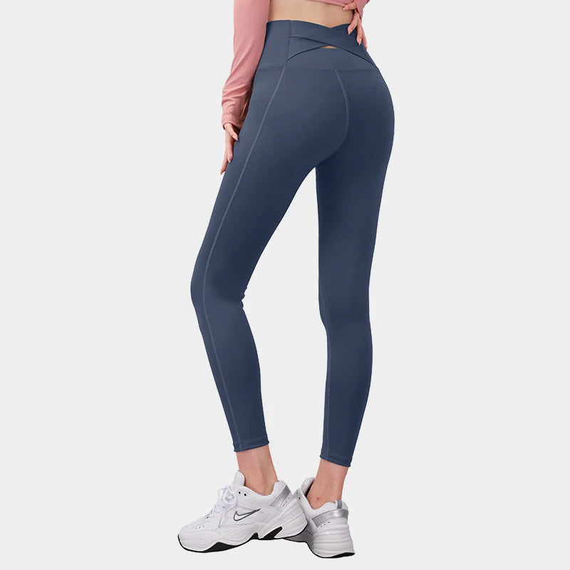 High-Waist Cross Back Seamless Yoga Leggings