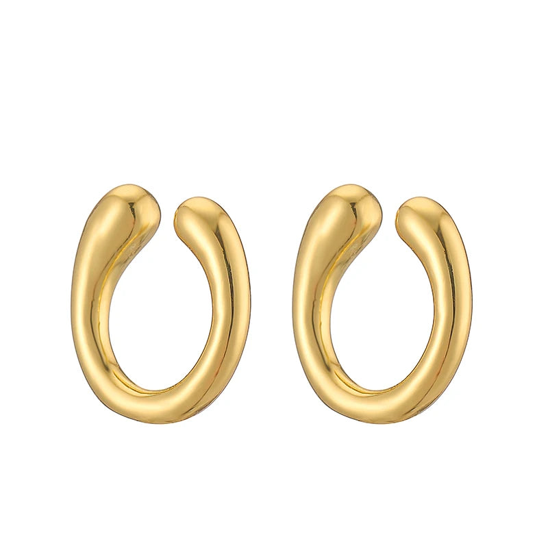 HECHENG Gold Round Clip-On Ear Cuff for Women – Non-Pierced Jewelry