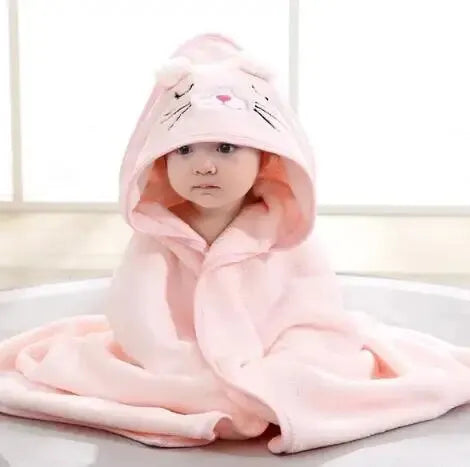 Toddler Hooded Coral Fleece Bath Towel