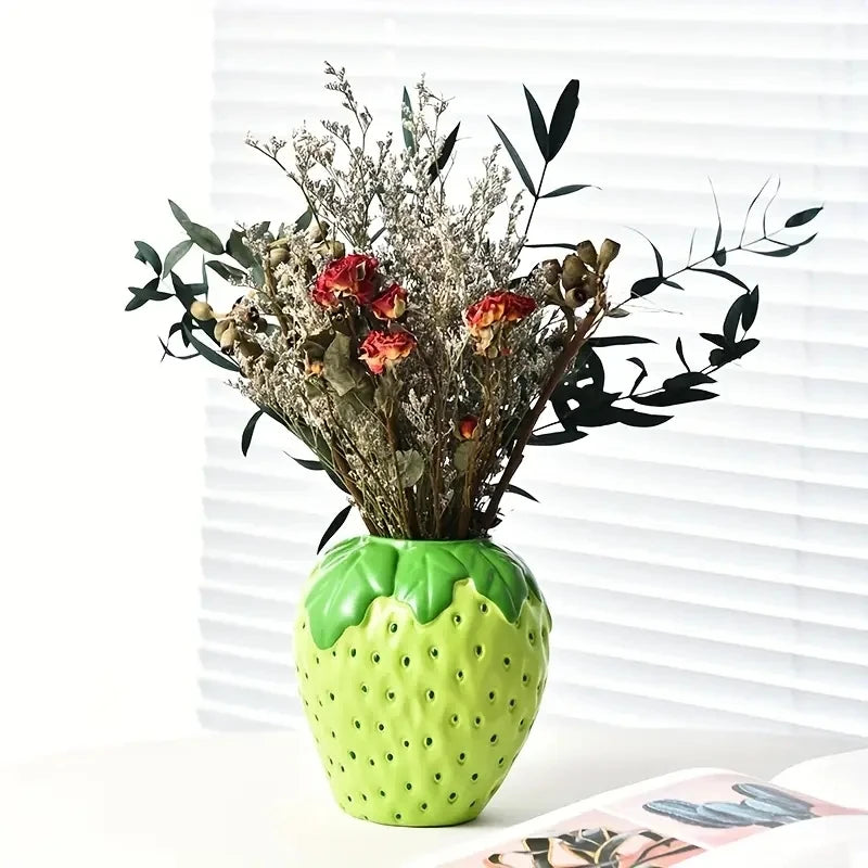 Creative Strawberry Vase – Decorative Flower Pot for Home & Living Room