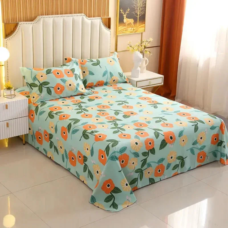 3-Piece Floral Bed Sheet Set – Double, Queen & King Sizes with Pillowcases
