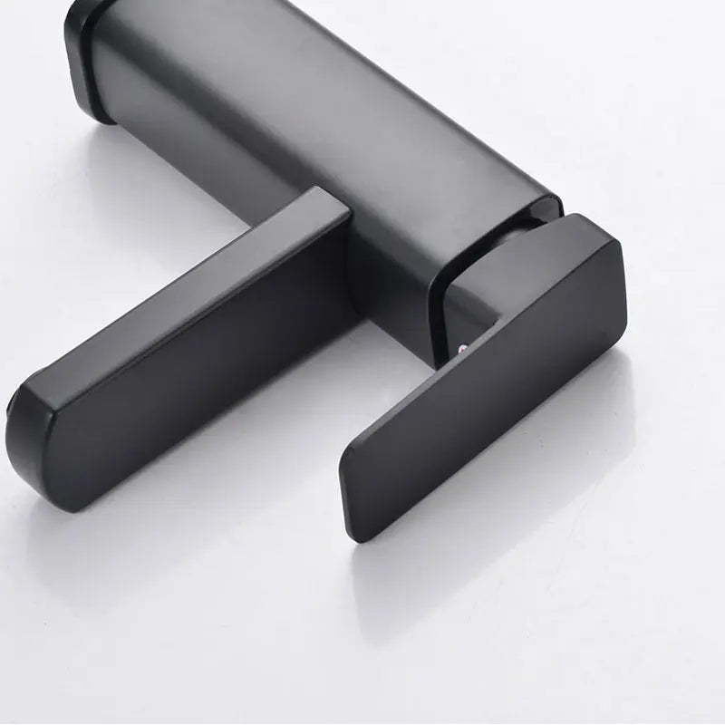 Black/Chrome Deck-Mounted Mixer Faucet – Hot & Cold for Sink