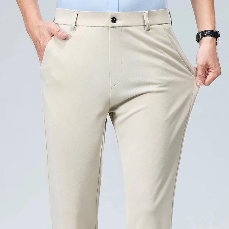Mens Formal Dress Pants  Business Casual Suit Pants Black Navy Elastic Wrinkle Resistant  Long Pants Daily Work Pants