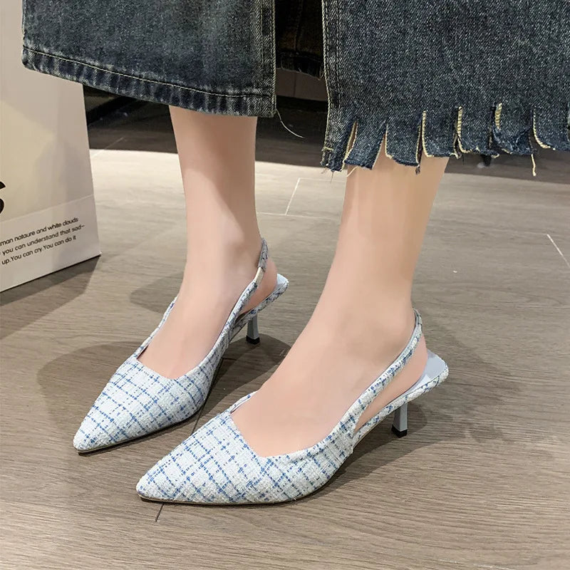 Sea Salt Blue Pointed High Heel Sandals – Fashion Casual Women's Shoes