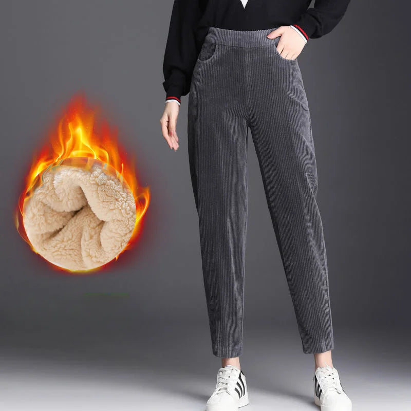 Women’s Plush Corduroy Casual Pants for Winter