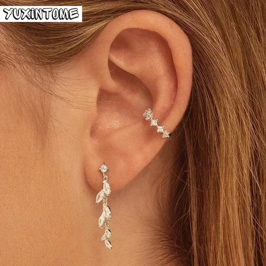 925 Sterling Silver White Zircon Tassel Hoop Earrings — Women’s Luxury Korean Fashion Jewelry 2025