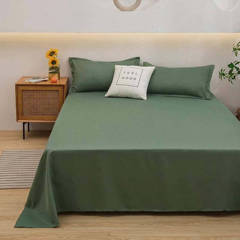 Soft Solid Color Flat Bed Sheet – Single, Double, Queen, or King Size