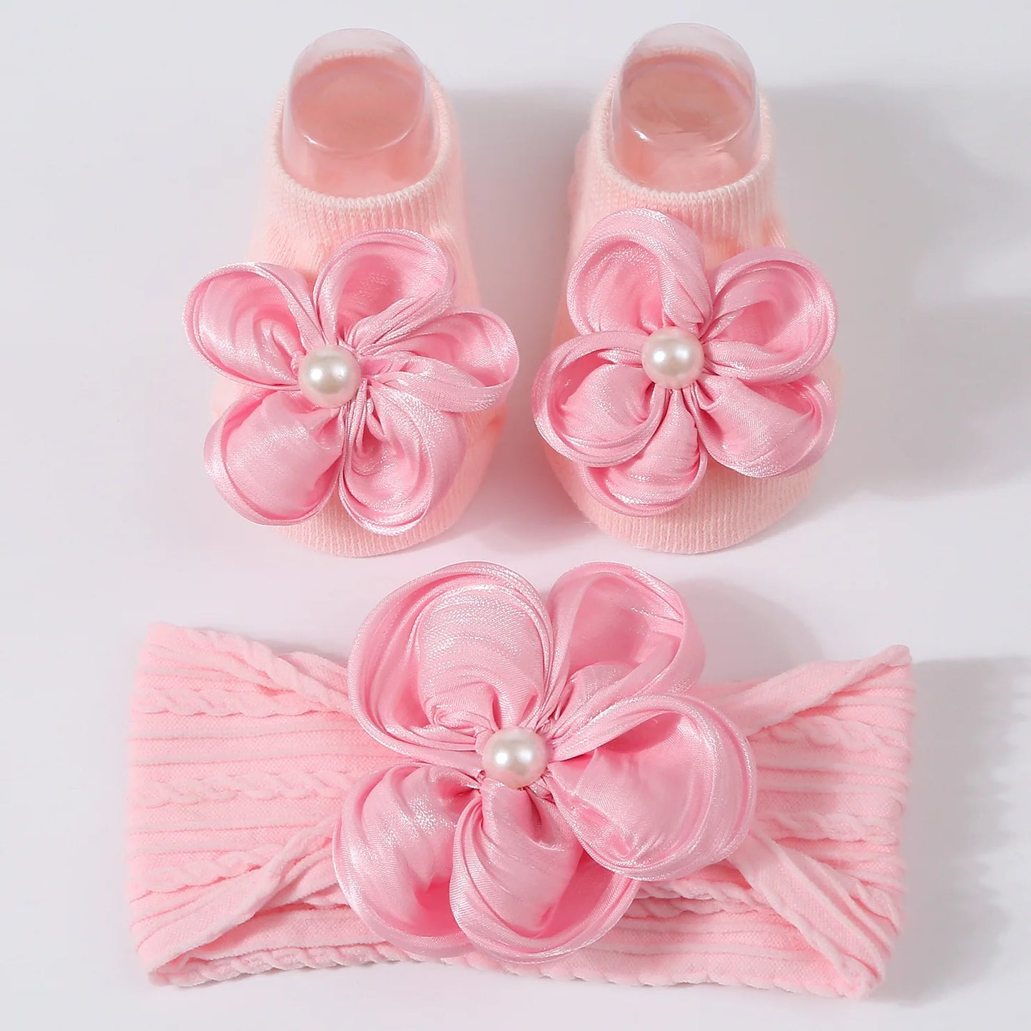 Baby Pearl Headband & Lace Socks Set (0–1Y)