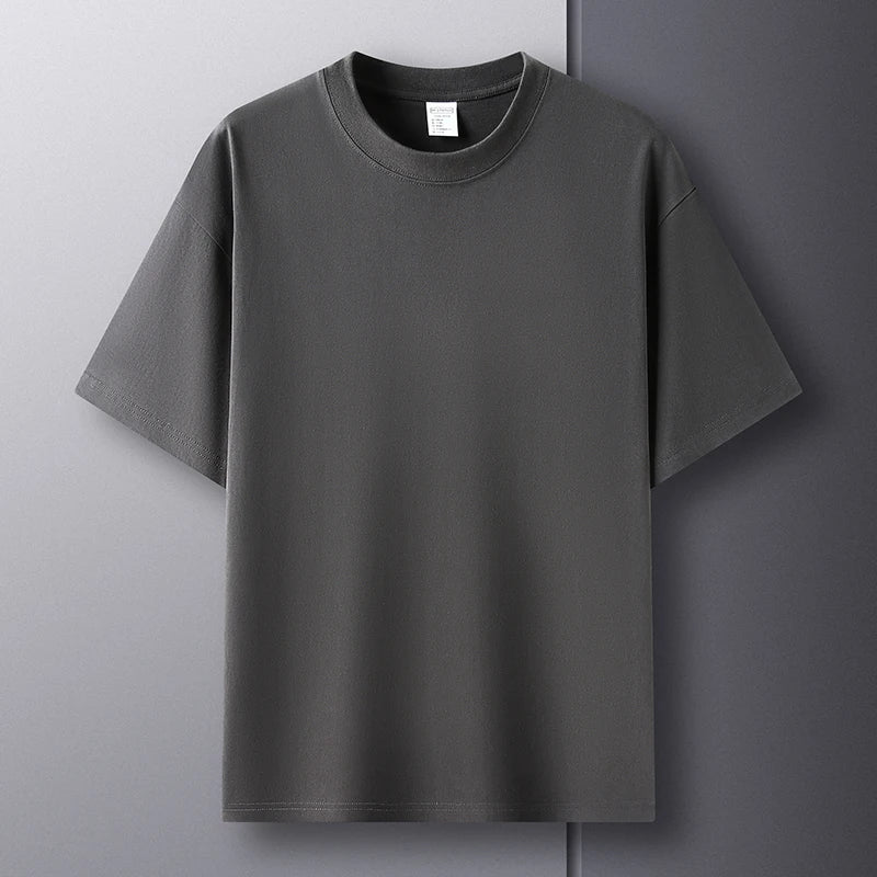 Men’s Summer Cotton T-Shirt – Casual, Loose Fit, Double Line Design