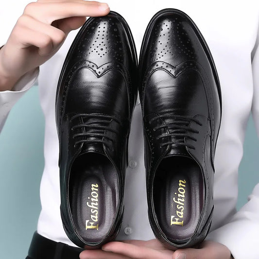 Handcrafted Men’s Oxford Shoes Genuine Leather Brogue Classic Business Formal Dress Shoes