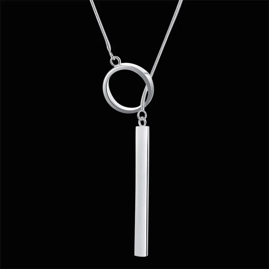 New 925 Sterling Silver Round Pendant Necklace for Women – 18 Inch Chain