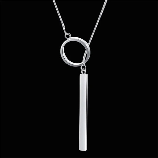 New 925 Sterling Silver Round Pendant Necklace for Women – 18 Inch Chain