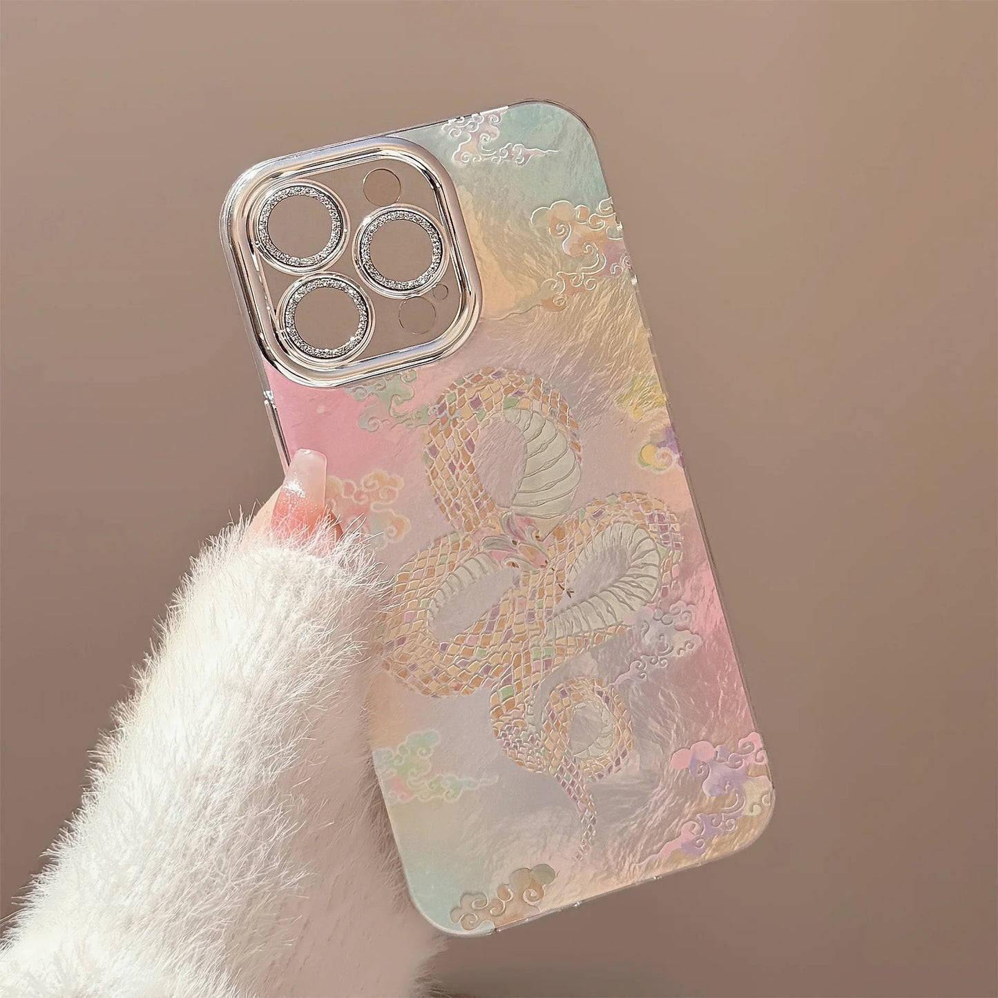 2025 Chinese Auspicious Snake iPhone Case – Shockproof Protective Cover