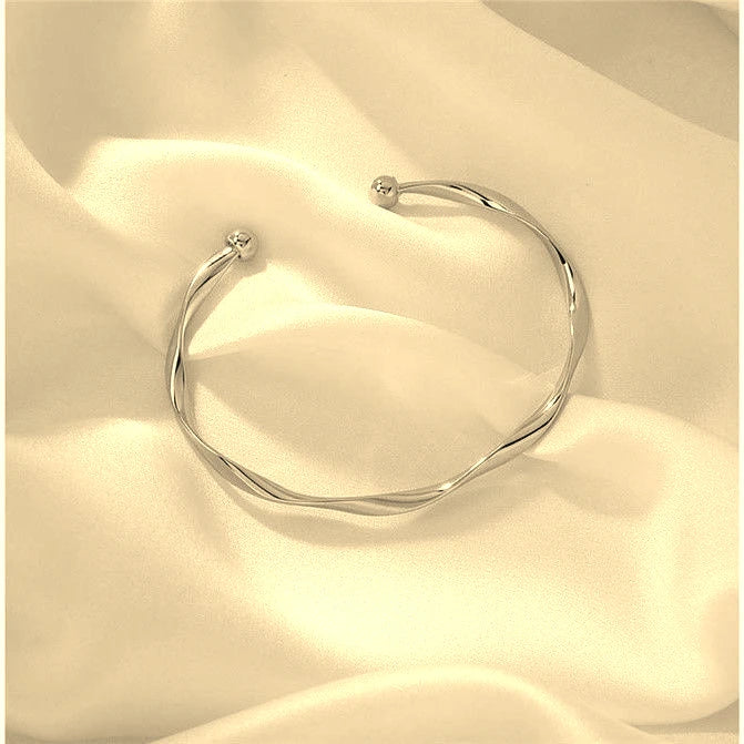 925 Sterling Silver Twist Heart Cuff Bracelet – Elegant Party Jewelry