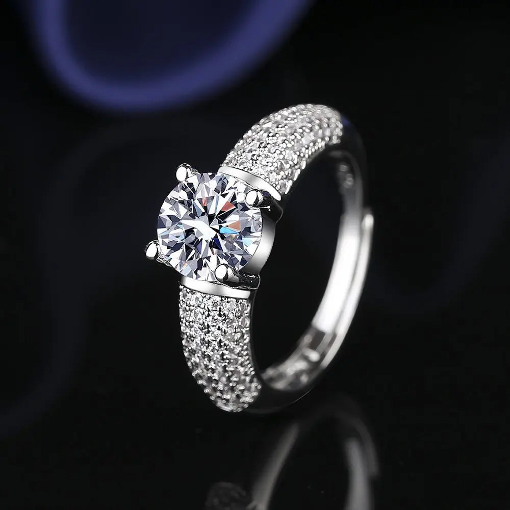 925 Sterling Silver Adjustable Crystal Ring – Fashion Wedding & Engagement Jewelry for Men