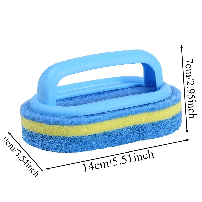 1/3PCS Household Cleaning Brush with Magic Handle Sponge – Easy Cleaner for Kitchen, Bathroom, Toilet, Wall & Window