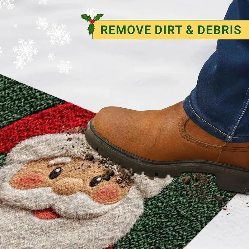 Christmas Door Mat – Gingerbread & Santa Holiday Foot Mat
