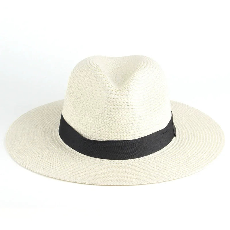 Summer Straw Fedora Hat – Unisex, Solid Color, Beach & Casual Style