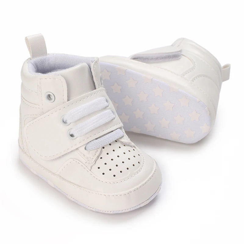 White Soft-Soled Baby Sneakers — Non-Slip Prewalkers for Infant Boys & Girls, Spring Baptism