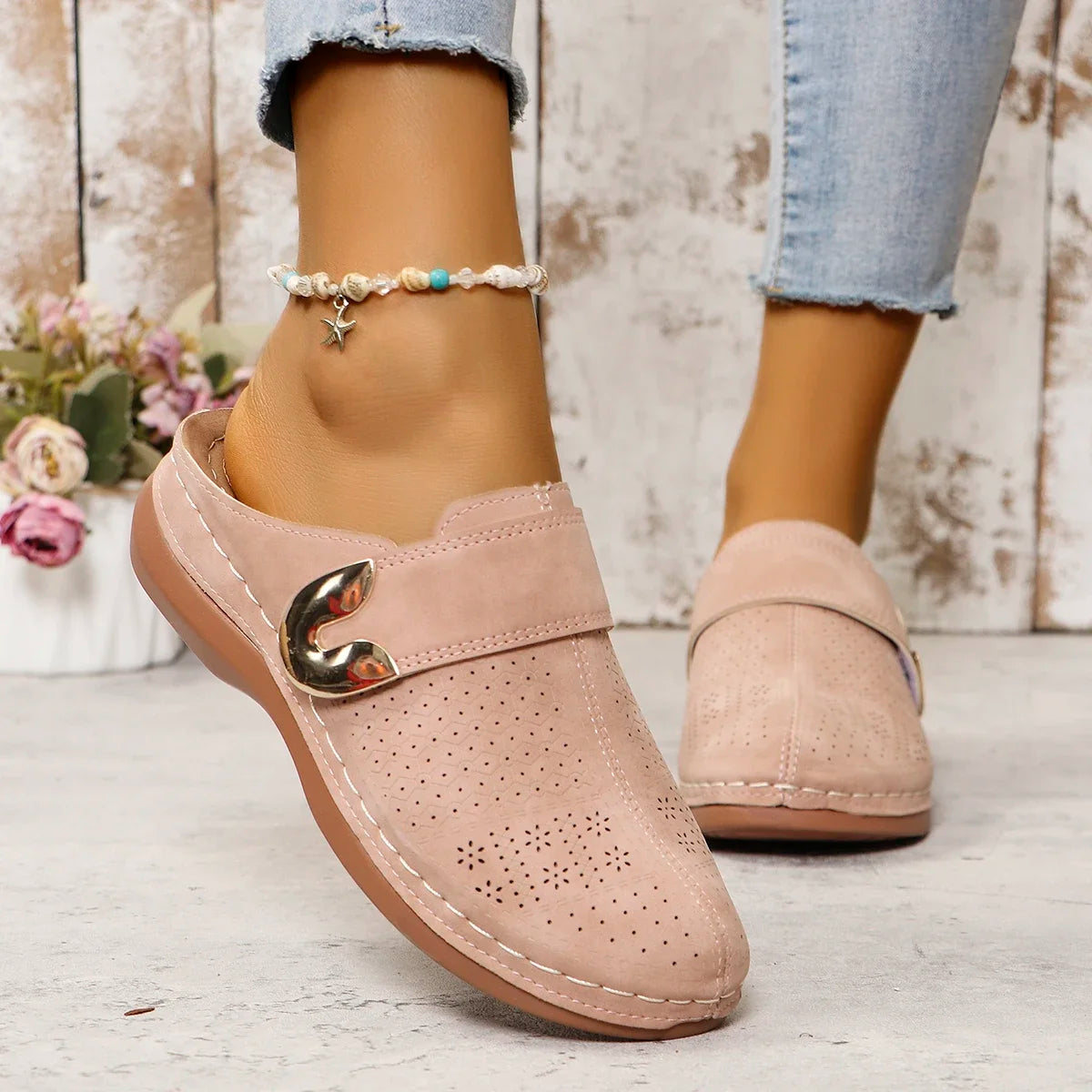 Women’s Summer Open-Toe Slippers – Flat Low Heel Fashion Slides