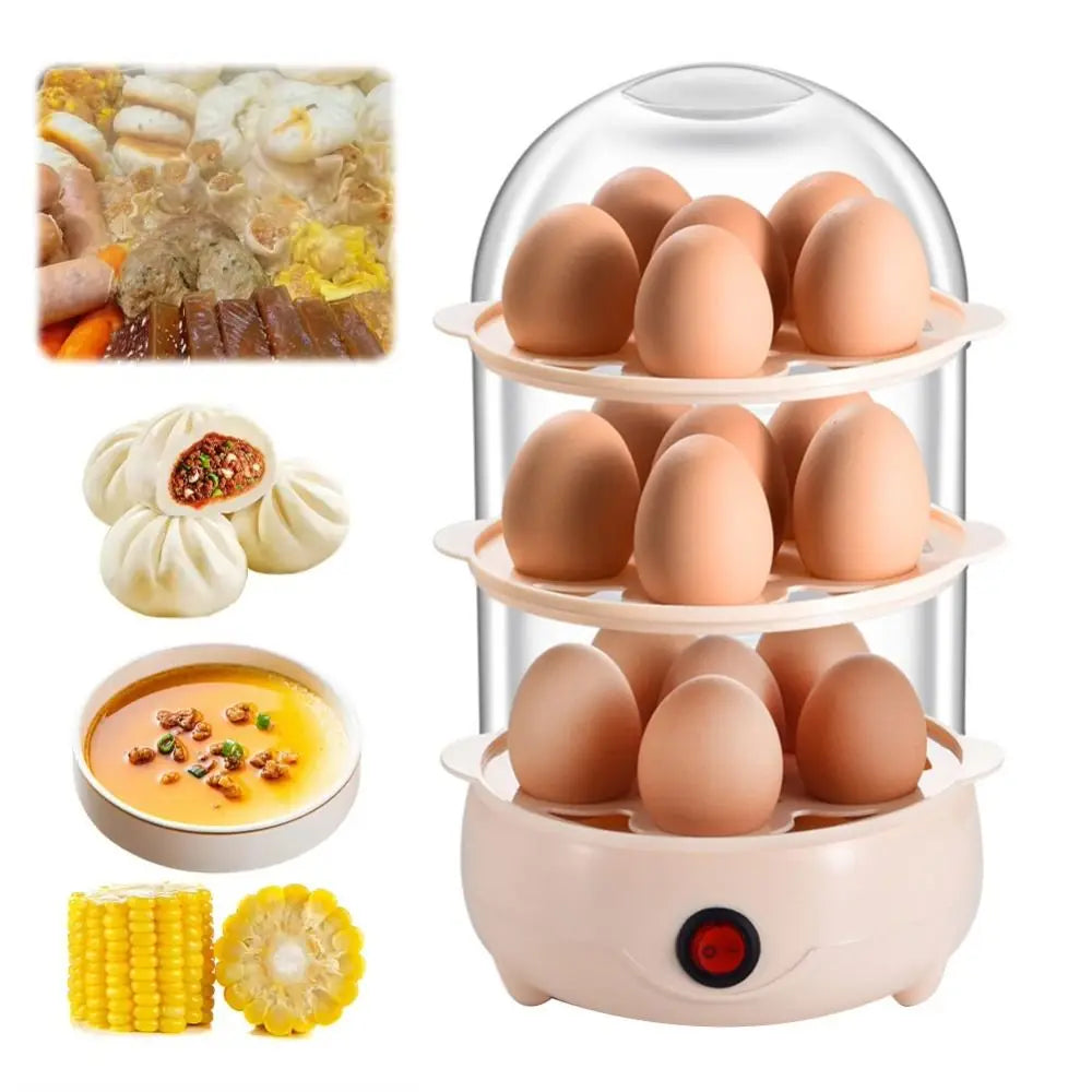 Portable Multi-Layer Egg Boiler – Auto Shut-Off Mini Egg Steamer