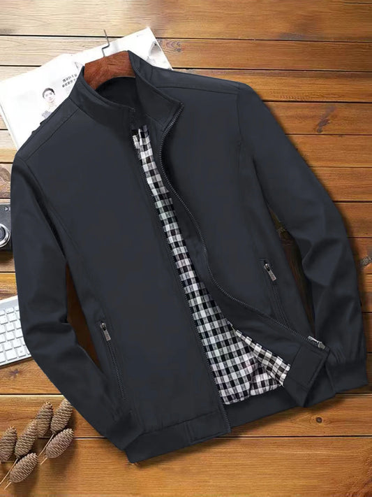 Men's 2024 Spring/Autumn Casual Solid Jacket – Stylish & Easy to Match