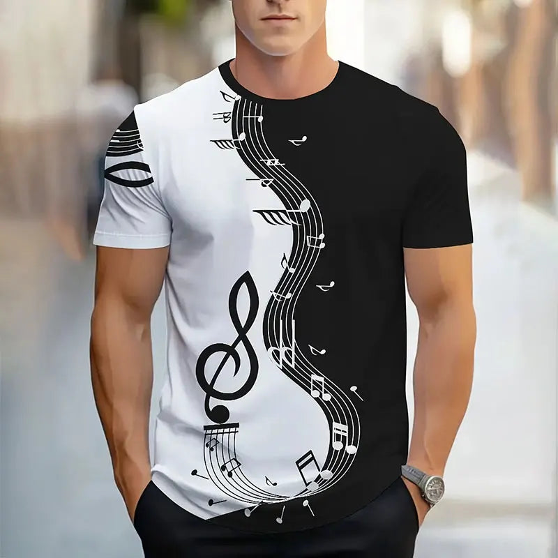 Men's Summer Gradient Print T-Shirt – Breathable, Short Sleeve, Casual Style