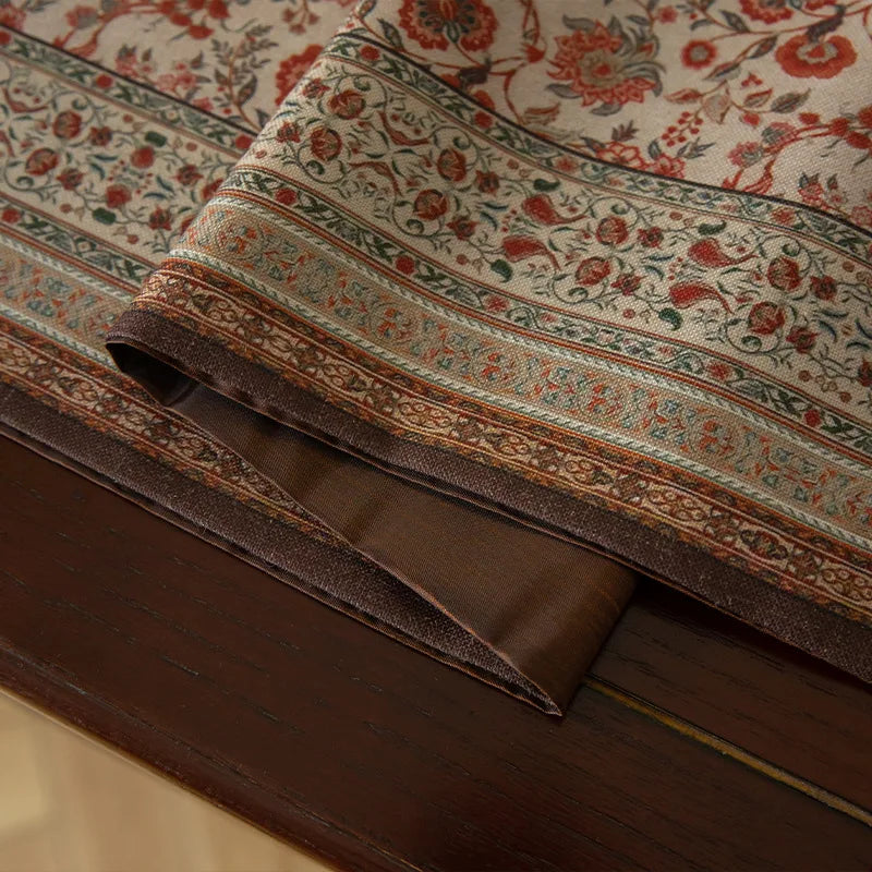 Vintage Linen Table Runner – Boho Luxury Tassel Decor, Extra Long Farmhouse Dining & Tea Ceremony Table Flag