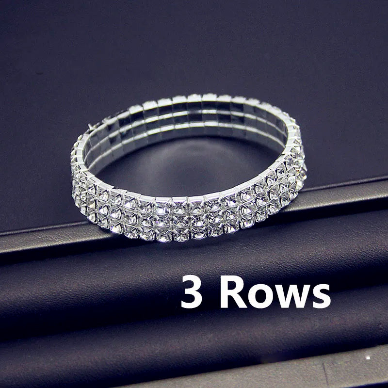 Luxury White AAA CZ Zircon Crystal Elastic Bracelet – Bling Iced Out Rhinestone Women’s Wedding Jewelry
